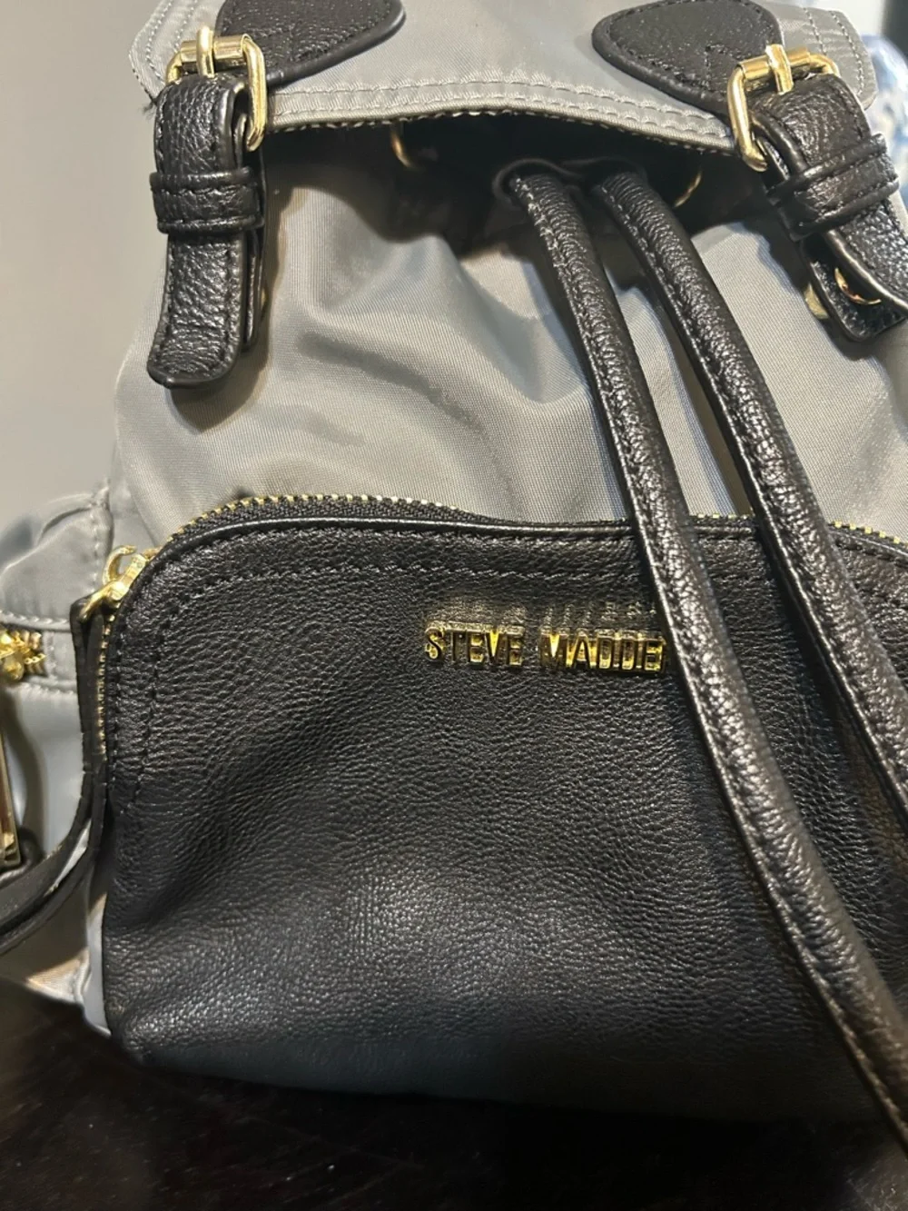 STEVE MADDEN Mini Backpack Black / Gray Logo straps